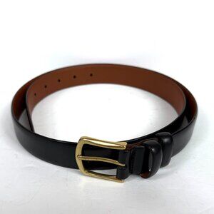 Men's Wearhouse Italian Black Leather Dress Belt Solid Brass Buckle Size 38/95